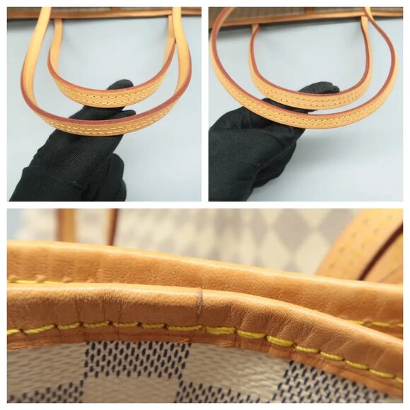 100% Authentic Louis Vuitton Neverfull White W/P Damier Azur Canvas Shoulder Bag - Picture 9 of 12